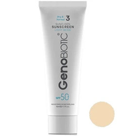 کرم ضدآفتاب ژنوبایوتیک رنگ بژروشن مناسب پوست خشک ومعمولیSPF50حجم50میلی لیتر