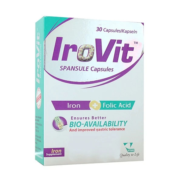 کپسول آهن و فولیک اسید آیروویت ویتان بسته ۳۰ عددی