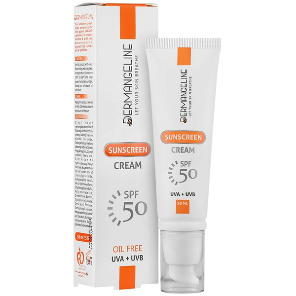 کرم ضد آفتاب بی رنگ SPF 50 مناسب انواع پوست درم آنجلین